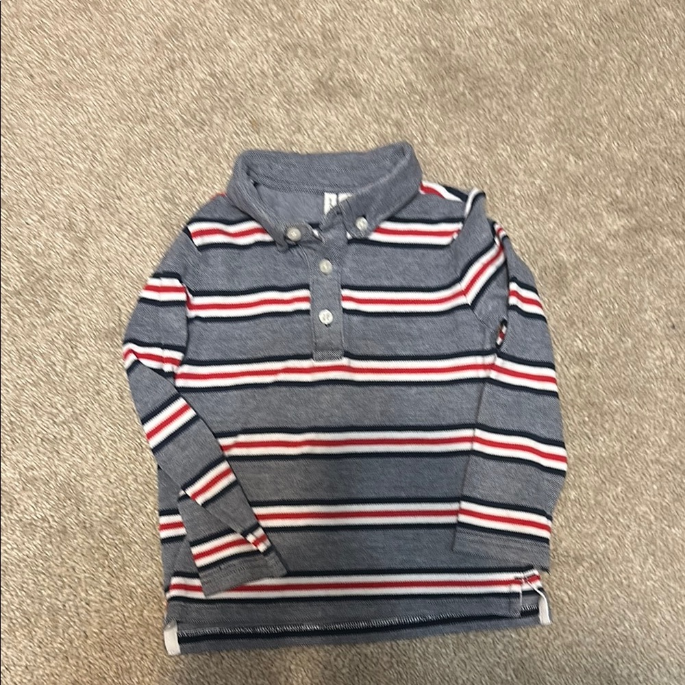Janie and Jack Blue and Red Striped Polo Shirt